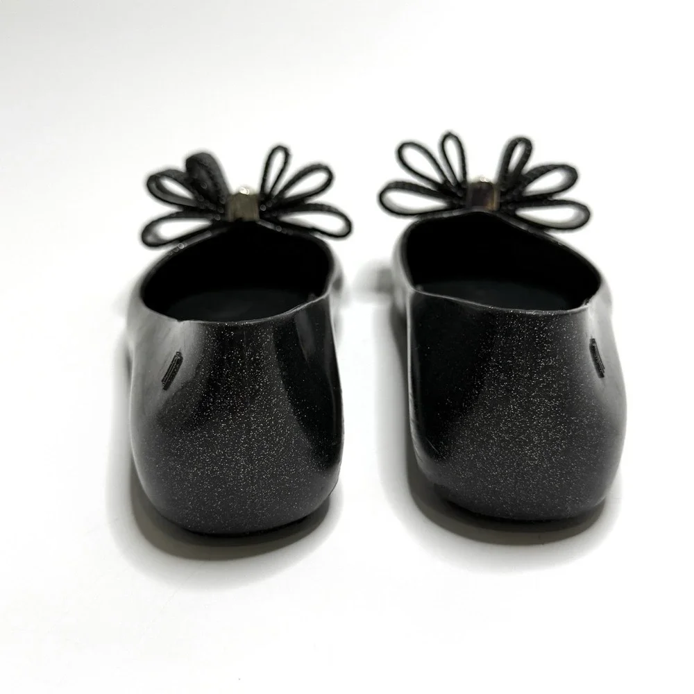 Melissa Space Love x Jason Wu Black Glitter Ballet Flat Shoes Girls US‎ 11 Bow